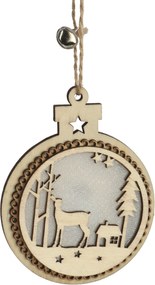 Fa Led Dekoráció Bomba Alakú 11x10.5 cm Karácsonyi Dekoráció