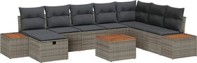 vidaXL Kerti Kanapé Szett párnával 9 pcs Szürke Poli rattan