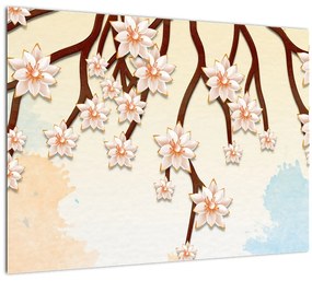 Kép - virágok az ágakon, színes (70x50 cm)