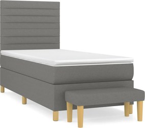 vidaXL sötétszürke szövet rugós ágy matraccal 80 x 200 cm