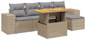 vidaXL 6 részes bézs polyrattan kerti ülőgarnitúra párnával