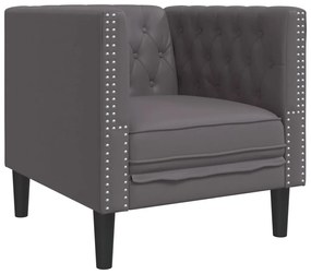 szürke műbőr Chesterfield kanapéfotel