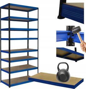 Tárolószekrény fém állvány Helios 270x90x50cm 8Px175kg Tömör Kék