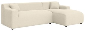 Bézs-krémszínű kordbársony sarokkanapé (jobb oldali-heverő résszel) Martin – Ropez
