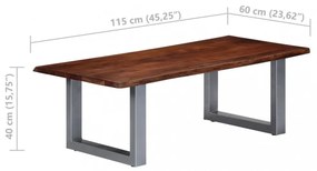 tömör akácfa dohányzóasztal természetes szélekkel 115x60x40 cm