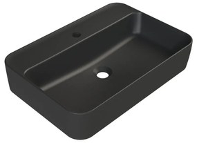 CeraStyle HERA - PULTRA ültethető - Top Counter - porcelán mosdó - MATT FEKETE - 60 x 42 cm