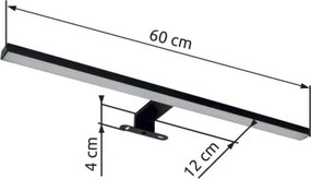 Globo 41923B Fali könnyű fém fekete matt, alumínium fekete matt, műanyag fehér, IP44, SZxM: 600x40mm, Mélység: 120mm, LED 12W 230V, 1330lm forrás, 530lm kimenet, 4000K