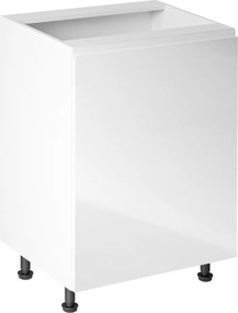 Alsószekrény, fehér/fehér extra magasfényű, jobbos, AURORA D601F