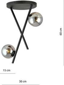 Emibig modern mennyezeti lámpa river fekete grafit emi1196/2