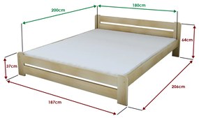 Laura ágy 180x200 cm, fenyőfa Ágyrács: Lamellás ágyrács, Matrac: Coco Maxi 19 cm matrac