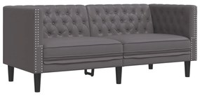 3 részes szürke műbőr Chesterfield kanapégarnitúra