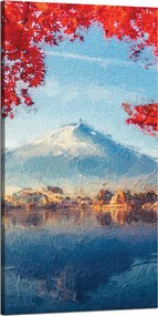 Vászonkép Színes levelek Város Hegy Víz 60x120 cm