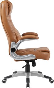 Irodai szék, barna ekobőr/ezüst, teherbírás 150 kg, GREKO