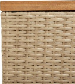 vidaXL bézs polyrattan és akácfa kerti tárolóláda 220 x 50 x 54 cm