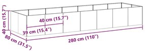vidaXL horganyzott acél növénytartó 280x80x40 cm