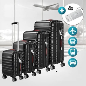 AERO keményfedeles bőröndszett, 4 részes, ABS, fekete Monzana