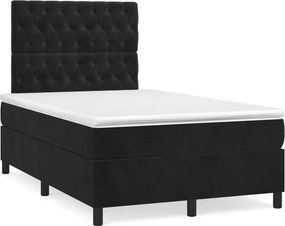 vidaXL fekete bársony rugós ágy matraccal 120 x 200 cm
