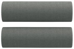 2 személyes sötétszürke szövet kanapé díszpárnákkal 120 cm