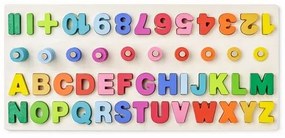 Woody Didaktikus tábla számlálóval, betűkkel és  számokkal, 51 x 4 x 23,5 cm