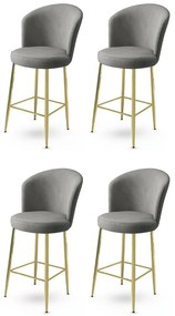 Alte Grey and Gold bárszék szett, 4 db, 4 db