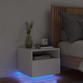 Fehér éjjeliszekrény LED-világítással 40 x 39 x 37 cm