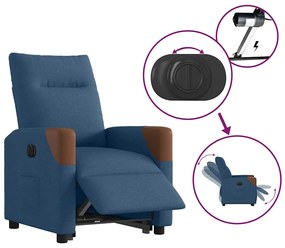 elektromos felállást segítő kék szövet dönthető fotel