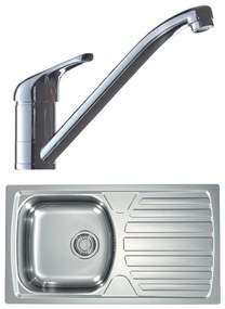 ALVEUS SETA259 - Konyhai mosogató BASIC+mosogatócsaptelep RIVIERA 14,8cm szatén/króm