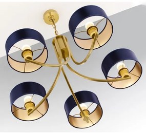 Jupiter 2094 - Láncos csillár ARTHUR 5xE27/15W/230V kék/arany
