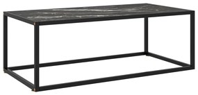 Fekete dohányzóasztal fekete márvány mintás üveggel 100x50x35cm