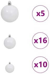Műkarácsonyfa LED -es lámpákkal Fehér 210cm PVC