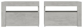 2 db betonszürke éjjeliszekrény LED-del 60 x 35 x 40 cm
