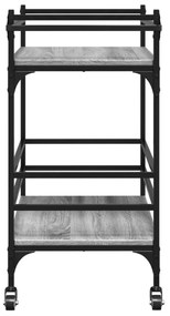 szürke sonoma szerelt fa zsúrkocsi 82 x 40 x 78,5 cm