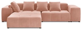 Rózsaszín bársony sarokkanapé (variálható) Rome Velvet - Cosmopolitan Design