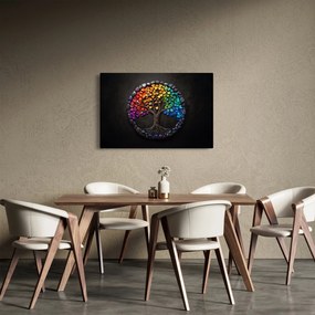 Kép – Fa színes szívekkel (90x60 cm)