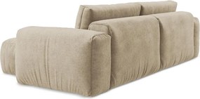 Világosbarna zsenília kinyitható sarokkanapé (jobb oldali-heverő résszel) Kuki – Makamii