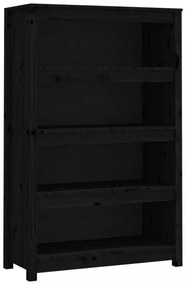 fekete tömör fenyőfa könyvszekrény 80x35x126 cm
