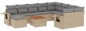 11részes vegyes bézs polyrattan kerti ülőgarnitúra párnákkal