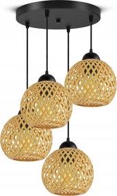 Mennyezeti Lámpa Függő Bambusz Fonott Boho Természetes 584-EZ4 Led Fekete