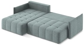 Kék kinyitható-tárolóhelyes sarokkanapé (bal oldali-heverő résszel) Moku – Makamii