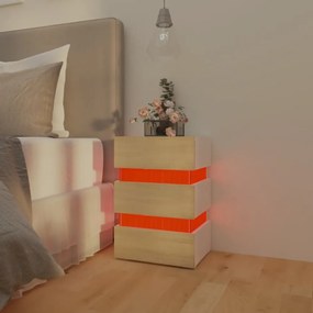 fehér szerelt fa LED-es éjjeliszekrény 45 x 35 x 67 cm