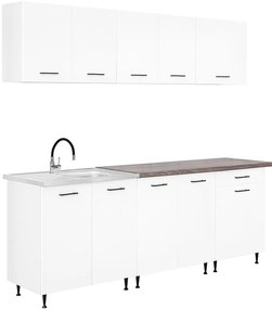 Primo 220 konyhabútor fehér, rauna szil munkalappal