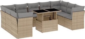 vidaXL 10 részes bézs polyrattan kerti ülőgarnitúra párnával