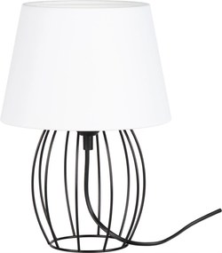 Éjjeli Asztali Lámpa Fekete Drótos Díszítéssel, Fehér Búrával, E27 Led