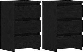 vidaXL Éjjeliszekrény 2 pcs Fekete tölgy 40 x 35 x 62,5 cm Faanyag