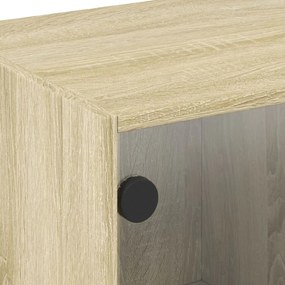 sonoma tölgy színű TV-szekrény üvegajtókkal 102 x 37 x 42 cm