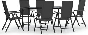 vidaXL 7 részes fekete polyrattan kerti étkezőgarnitúra