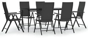 vidaXL 7 részes fekete polyrattan kerti étkezőgarnitúra