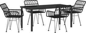 vidaXL Kert étkező szett 5 pcs Fekete Porszórt acél