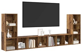 TV szekrény 4 pcs Régi fa 37 x 35 x 107.5 cm Műanyag Fa