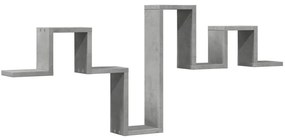 betonszürke szerelt fa fali polc 104,5 x 10 x 43 cm